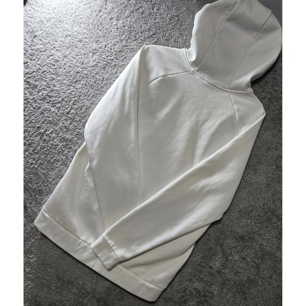 Nike Dri-FIT Mens Training Hoodie White Blue Graphic Swoosh Sweatshirt Small